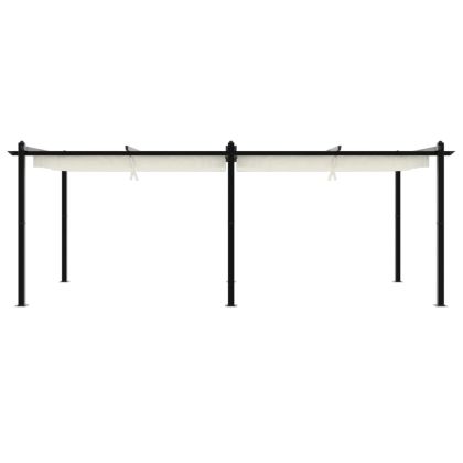 Градински навес с прибиращ се покрив, кремав, 3x6 м, алуминий