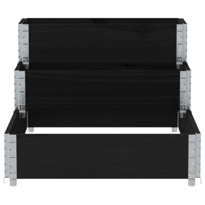 3-степенна повдигната леха, черна, 120x80 см, бор масив