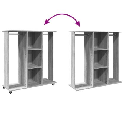 Гардероб, сив сонома, с колелца, 102x38x110 см, инженерно дърво