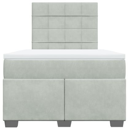 Боксспринг легло с матрак, светлосиво, 120x200 см, кадифе