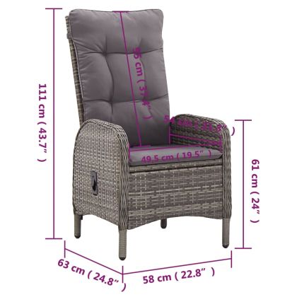 Градински трапезен комплект 11 части полиратан сив