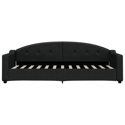 Канапе с изтеглящо легло и чекмеджета черно 80x200 см плат