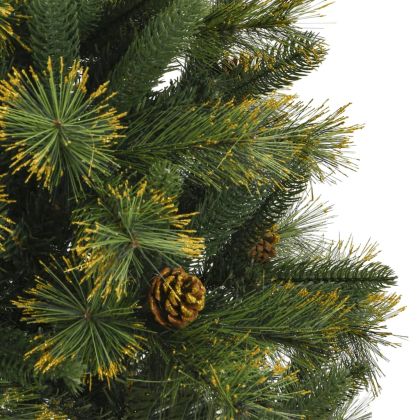 Изкуствена коледна елха с шарнири и шишарки 150 см