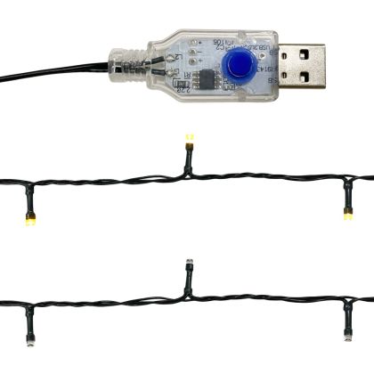 Коледен гирлянд с LED лампички, 10 м, златист