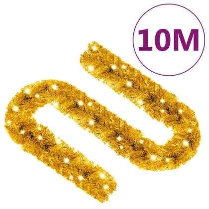 Коледен гирлянд с LED лампички, 10 м, златист