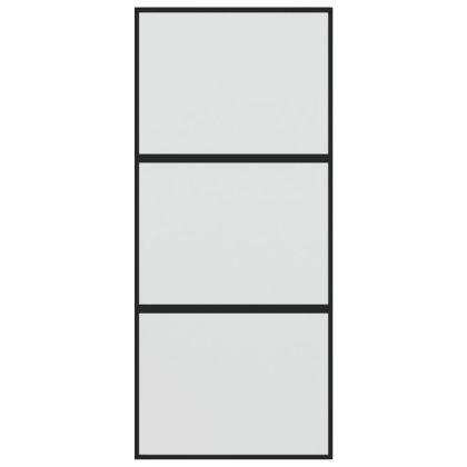 Плъзгаща се врата, черна, 90x205 см, закалено стъкло и алуминий