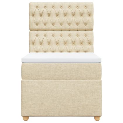 Боксспринг легло с матрак, кремава, 90x190 см, плат