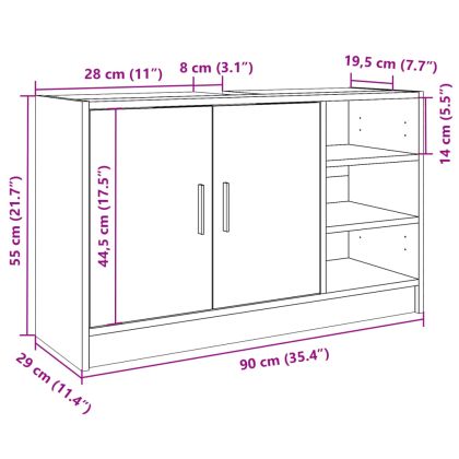 Долен шкаф за мивка, кафяв дъб, 90x29x55 см, инженерно дърво
