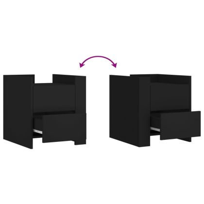 Нощно шкафче, черно, 45x50x50 см, инженерно дърво