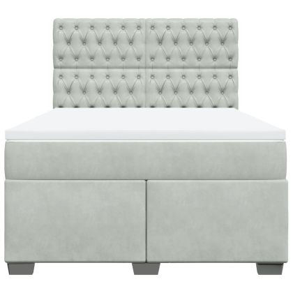 Боксспринг легло с матрак, светлосиво, 160x200 см, кадифе