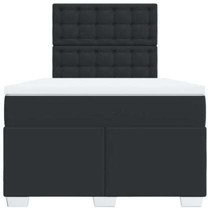 Боксспринг легло с матрак, черно, 120x200 см, изкуствена кожа