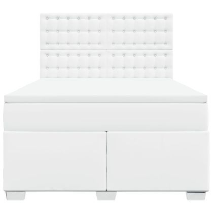 Боксспринг легло с матрак, бяло, 140x190 см изкуствена кожа