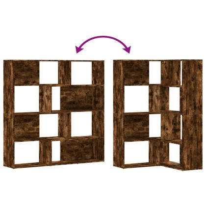 Ъглова етажерка 4 нива опушен дъб 85x85x140 см инженерно дърво