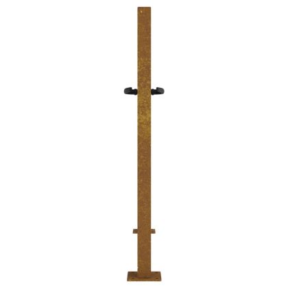 Градинска порта 100x100 см, кортенова стомана, дизайн от бамбук