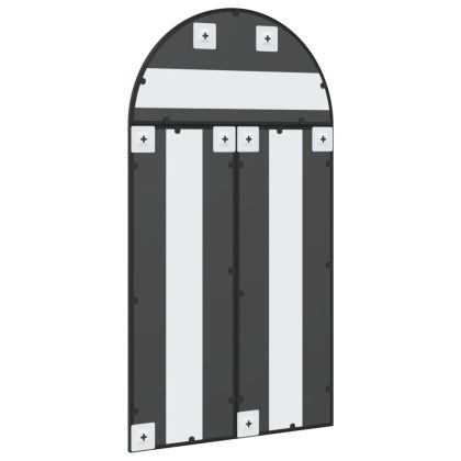 Стенно огледало, черно, 60x110 см, арка, желязо