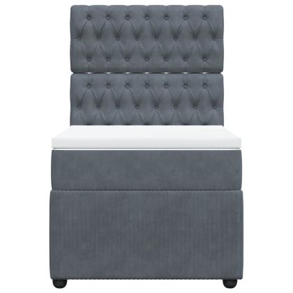 Боксспринг легло с матрак, тъмносиво, 80x200 см, кадифе