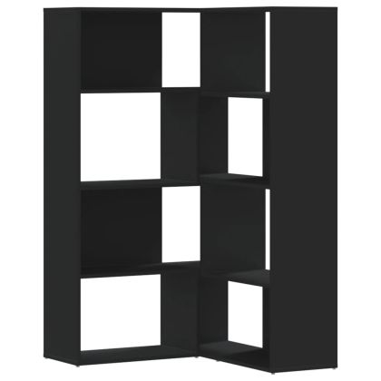 Ъглова етажерка 4 нива черен 85x85x140 см инженерно дърво