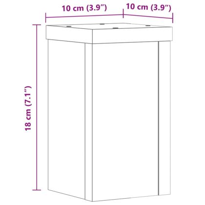 Стойки за растения 2 бр черни 10x10x18 см инженерно дърво
