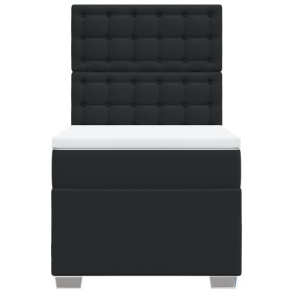 Боксспринг легло с матрак, черно, 80x200 см, изкуствена кожа