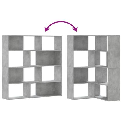 Ъглова етажерка 4 нива бетонно сив 85x85x140 см инженерно дърво