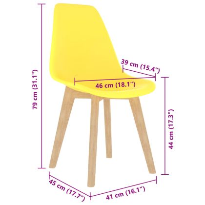 Трапезни столове, 6 бр, жълти, пластмаса