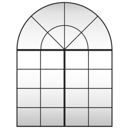 Стенно огледало, черно, 100x130 см, арка, желязо