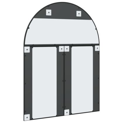 Стенно огледало, черно, 100x130 см, арка, желязо