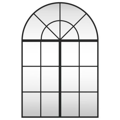 Стенно огледало, черно, 60x90 см, арка, желязо