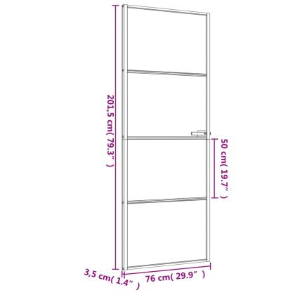 Интериорна врата черна 76x201,5 см закалено стъкло и алуминий