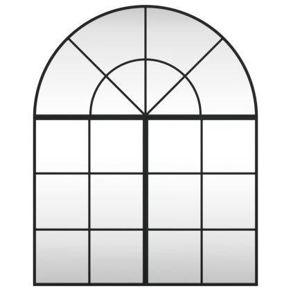 Стенно огледало, черно, 80x100 см, арка, желязо