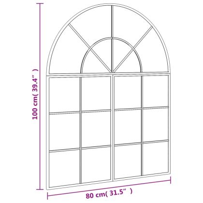 Стенно огледало, черно, 80x100 см, арка, желязо