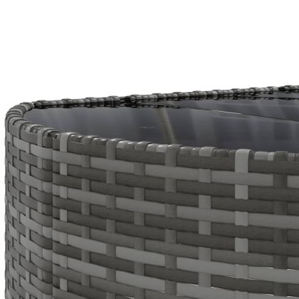 Градински комплект с възглавници, 5 части, сив полиратан