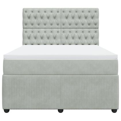 Боксспринг легло с матрак, светлосиво, 160x200 см, кадифе