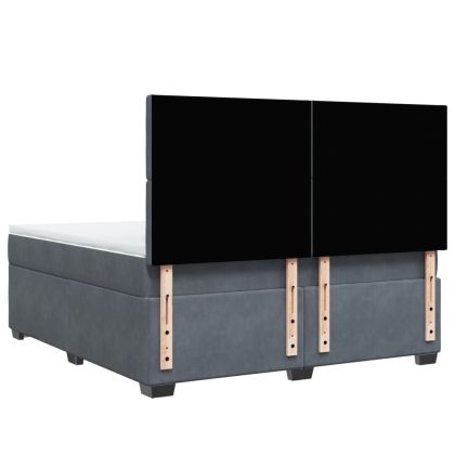 Боксспринг легло с матрак, тъмносиво, 180x200 см, кадифе