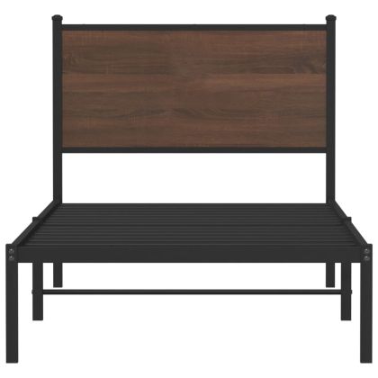 Метална рамка за легло без матрак Кафяв дъб 80x200 cm