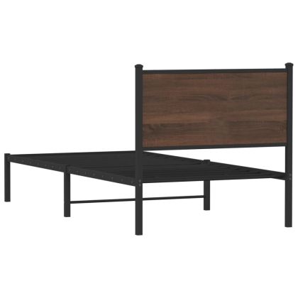 Метална рамка за легло без матрак Кафяв дъб 80x200 cm