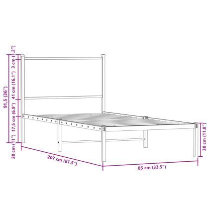 Метална рамка за легло без матрак Кафяв дъб 80x200 cm