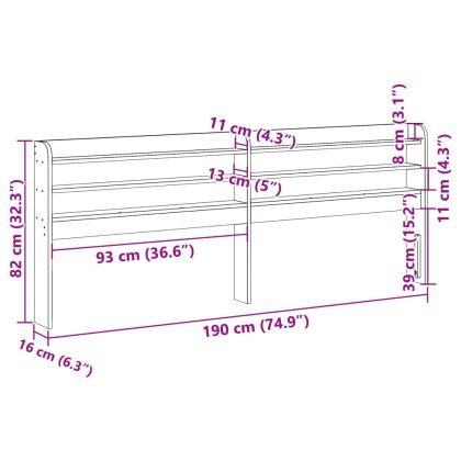 Горна табла с рафтове, 180 см, масивно дърво бор