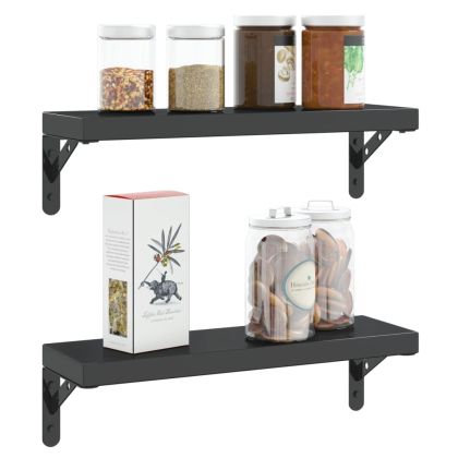 Скоби за рафт 4 бр 15x2,5x11,5 см черен неръждаема стомана