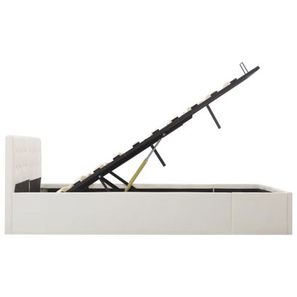 Легло с повдигащ механизъм, бяло, изкуствена кожа, 180x200 cм