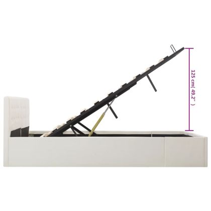 Легло с повдигащ механизъм, бяло, изкуствена кожа, 180x200 cм