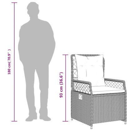 Градински трапезен комплект 5 части с възглавници сив полиратан