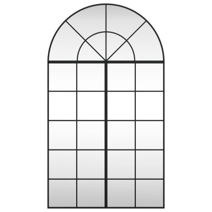 Стенно огледало, черно, 80x140 см, арка, желязо