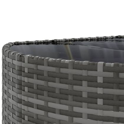 Градински диван с възглавници от 4 части сив полиратан