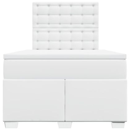 Боксспринг легло с матрак, бяло, 120x200 см, изкуствена кожа