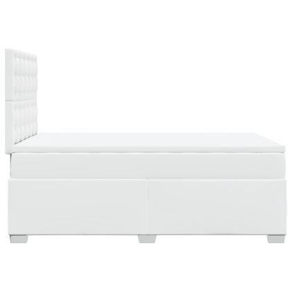 Боксспринг легло с матрак, бяло, 120x200 см, изкуствена кожа