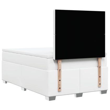 Боксспринг легло с матрак, бяло, 120x200 см, изкуствена кожа