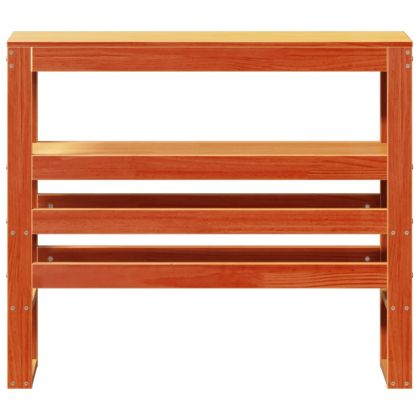 Горна табла с рафтове, восъчнокафява, 100 см, масивно дърво бор