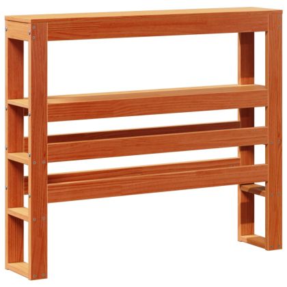 Горна табла с рафтове, восъчнокафява, 100 см, масивно дърво бор