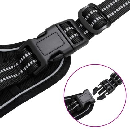 Кучешки нагръдник с отразяващи ивици регулируем черен XL